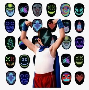 Led Mask with Gesture Sensing,Unisex LED Lighted Face Transforming Mask